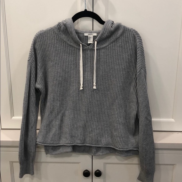 Forever 21 Sweaters - Forever 21 gray ribbed sweater with hoodie Forever 21 Sweaters - Forever 21 gray ribbed sweater with hoodie